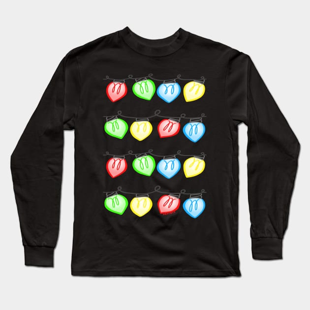 Christmas String Lights Long Sleeve T-Shirt by Jan Grackle